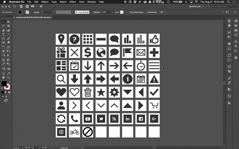 When you have finished creating your icons, export each one to its own separate SVG file.