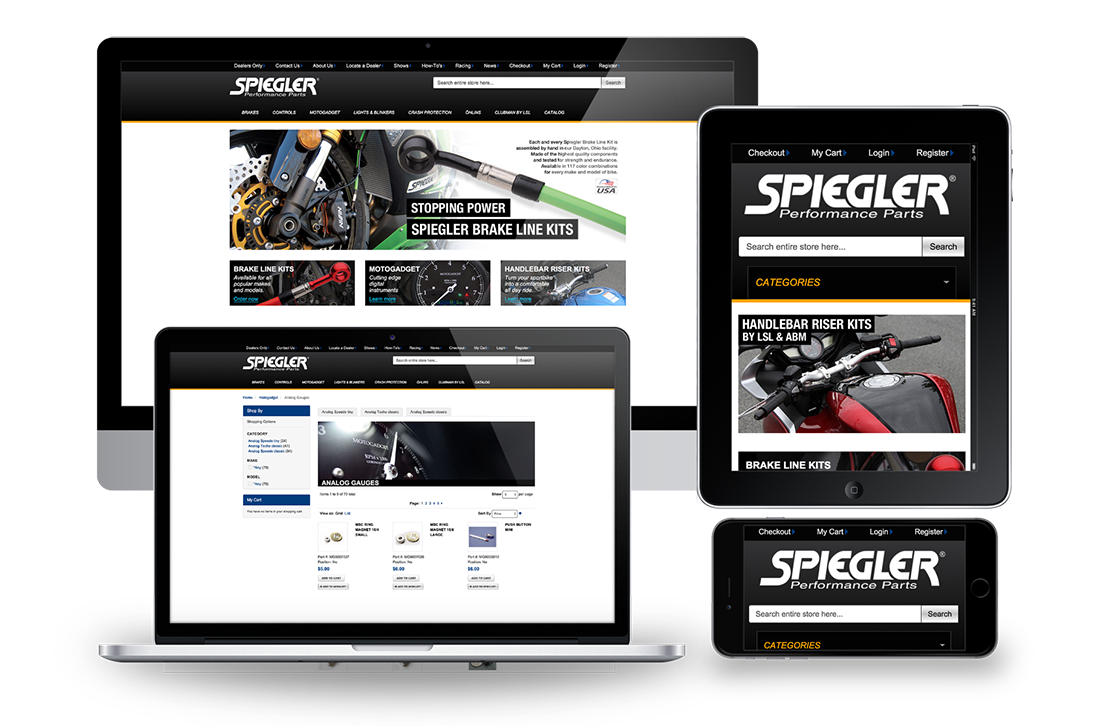 Spiegler USA Magento Responsive Design on Big Screen, Desktop, Tablet and Mobile